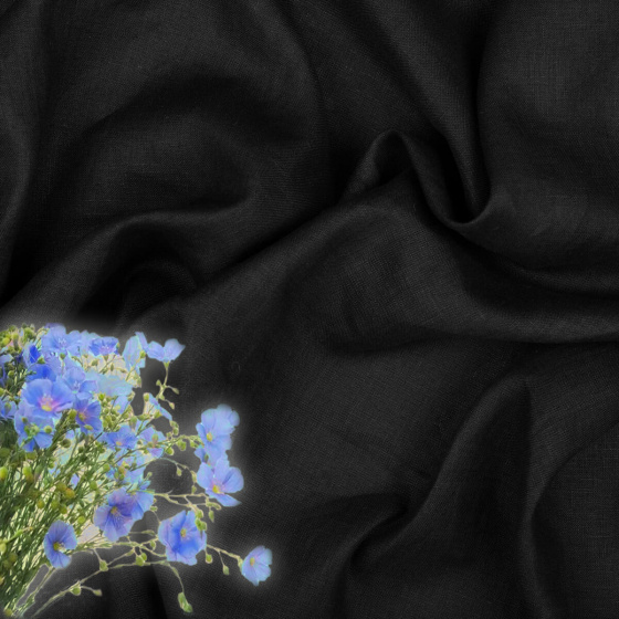 Lněná přírodní látka Julia barva černá 154 grm2 1100