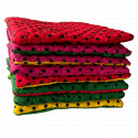 Coussin d'assise 40x40x2cm Pois Noir sur Amarante et Jaune