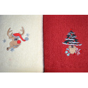 Serviette de toilette à broder en coton, éponge (2 pièces) Rouge et Ecru