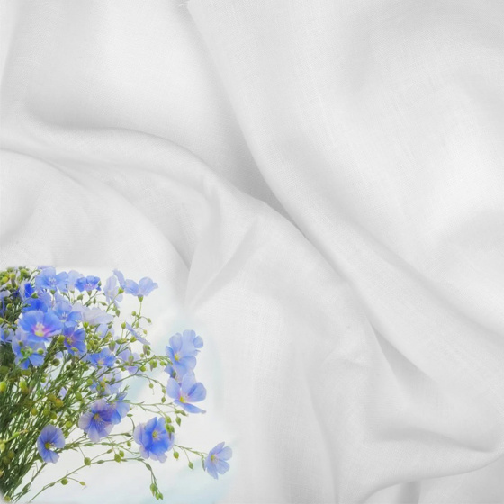 Lněná přírodní látka Julia barva bílá 154 grm2 