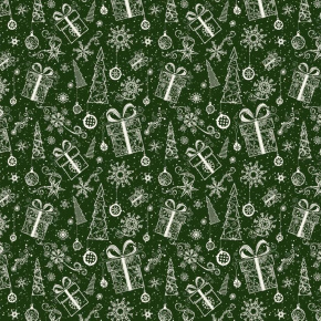 Tissus en coton de Noël au mètre, 160 cm motif Noël Vert
