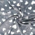 Tissu imitation fourrure d'agneau, 320 g/m², largeur 160 cm, gris au coeurs gris