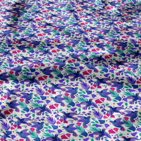 Tissu coton au métre imprimé Oiseaux Printemps couleur blanche
