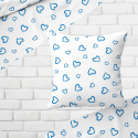 Tissu coton au métre couleur blanche, coeurs Bleu
