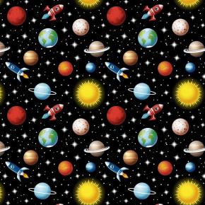 Tissu coton au métre Espacer Noir