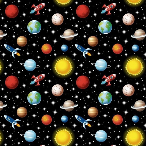 Tissu coton au métre Espacer Noir