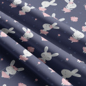 Tissu coton au métre imprimé Lapin couleur grenat