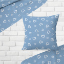 Tissu coton au métre couleur bleu coeurs blanche