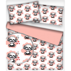 Tissu coton au métre imprimé Panda rose