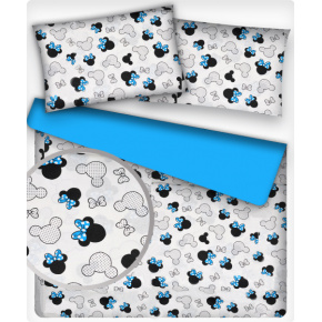 Tissu coton au métre imprimé Mky et cocardes bleu