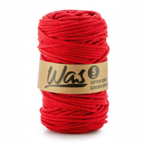 Cordons tressé coton 5 mm, 100 m, couleur rouge 160