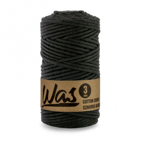Cordons tressé coton 3 mm, 100 m, couleur noir
