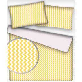 Tissu coton au métre couleur blanche zigzag jaune