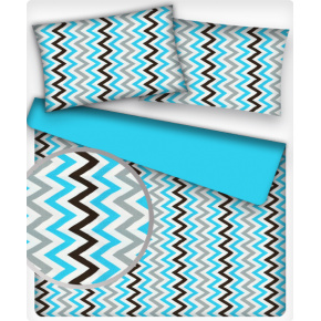 Tissu coton au métre couleur blanche zigzag multi bleu