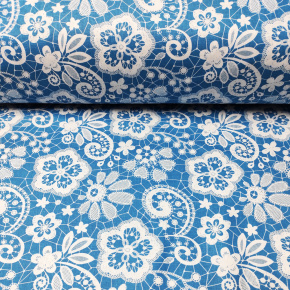 Tissu coton au métre imprimé Ornament blue