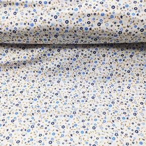 Tissu coton au métre imprimé Fleurs modern bleu sur blanche 