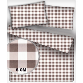 Tissu coton au métre couleur blanche carreaux maron 8 cm
