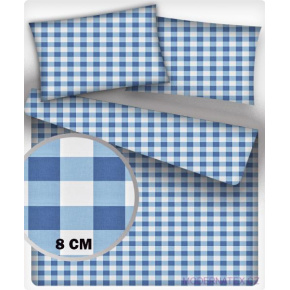 Tissu coton au métre couleur blanche carreaux bleu 8 cm