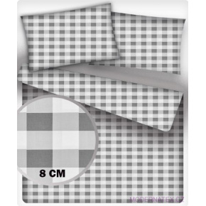 Tissu coton au métre couleur blanche carreaux gris 8 cm