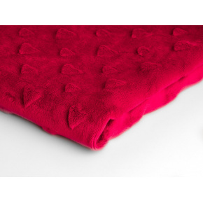Tissu minky coeurs 330 gr/m2 rouge