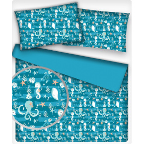 Tissu coton au métre imprimé Océan turquoise