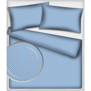 Tissu coton au métre couleur bleu pois blanche 4 mm