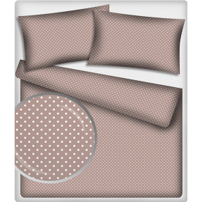 Tissu coton au métre couleur cappuccino pois blanche 7 mm