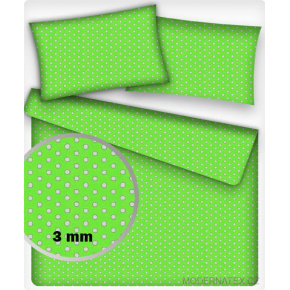 Tissu coton au métre couleur vert pois blanche 3 mm