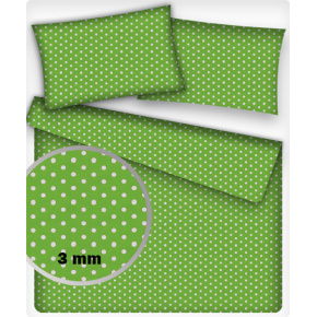 Tissu coton au métre couleur vert fonce pois blanche 3 mm