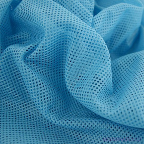 Tissu filet mesh, 100% polyester, couleur bleu petite maille 2x2 mm.