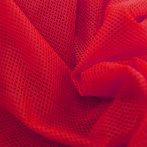 Tissu filet mesh, 100% polyester, couleur rouge petite maille 2x2 mm.
