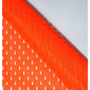 Tissu filet mesh, 100% polyester, couleur orange neo 2x2 mm.