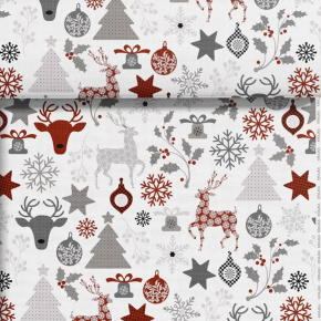 Tissus en coton de Noël au mètre, 160 cm motif MIX blanche