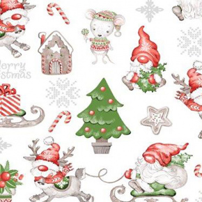 Tissus en coton de Noël au mètre, 160 cm motif Rudolf blanche