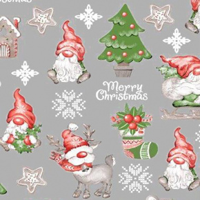 Tissus en coton de Noël au mètre, 160 cm motif Rudolf gris 