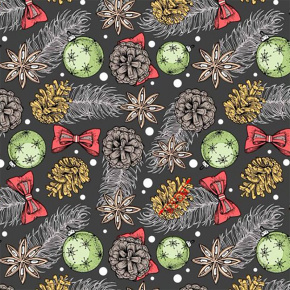 Tissus en coton de Noël au mètre, 160 cm motif Noël 22 graphite