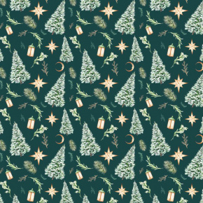 Tissus en coton de Noël au mètre, 160 cm motif Noël 05 verte