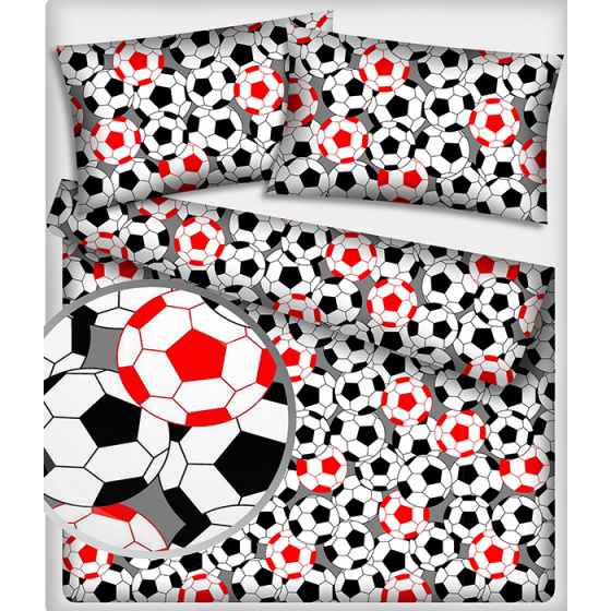 484 bavlněná látka vzor football barva červená