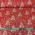 Świąteczna tkanina bawełniana wzór Gwiazdki Świąteczne na czerwonym tle